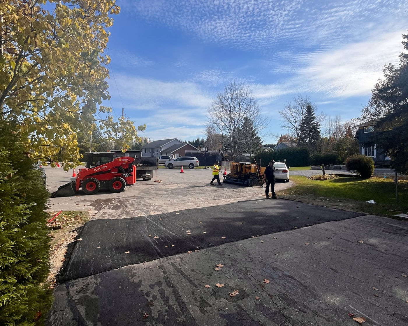 Fresh asphalt paving with crisp edges